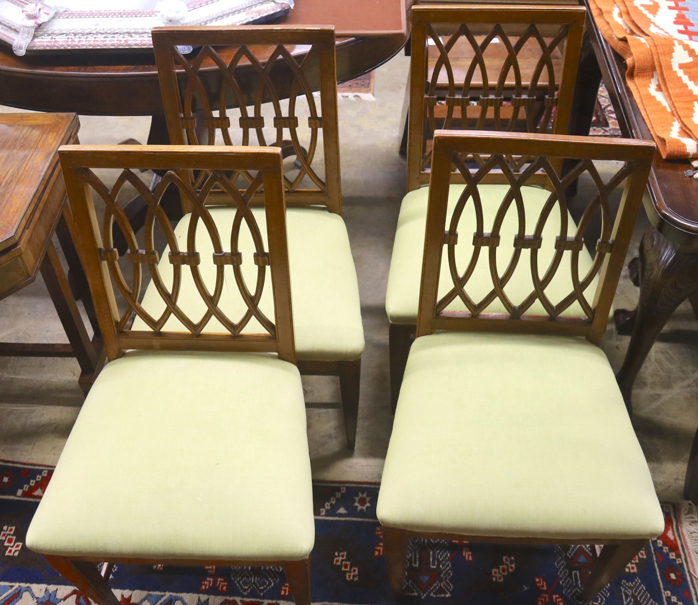 A set of four 19th century Italian walnut dining chairs (damage)